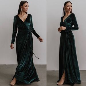 Baltic Born Deep Green Velvet Maxi Dress